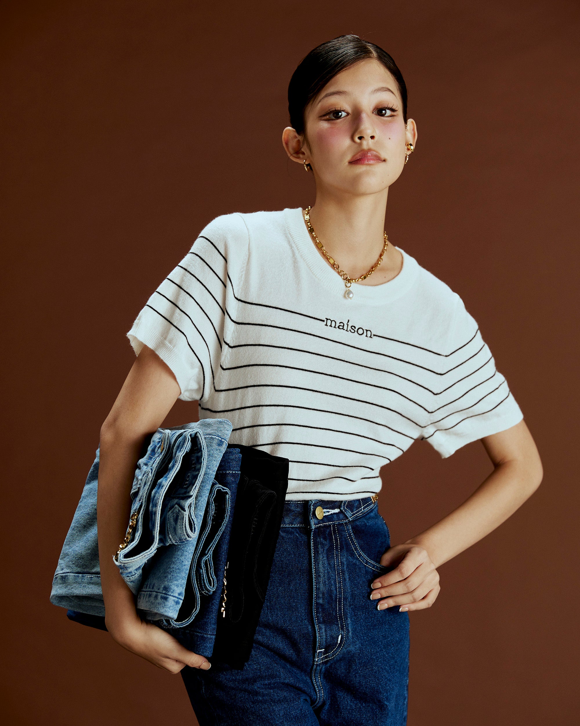Ivory-Black Striped